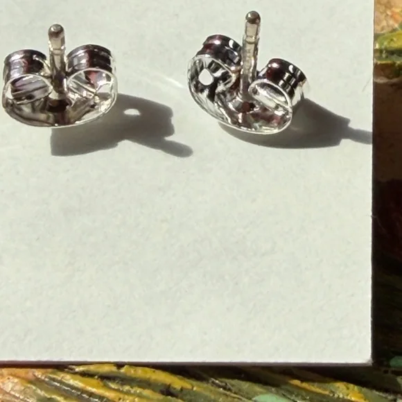 Handcrafted Turquoise Sterling Silver Stud Earrings - Picture 3 of 4